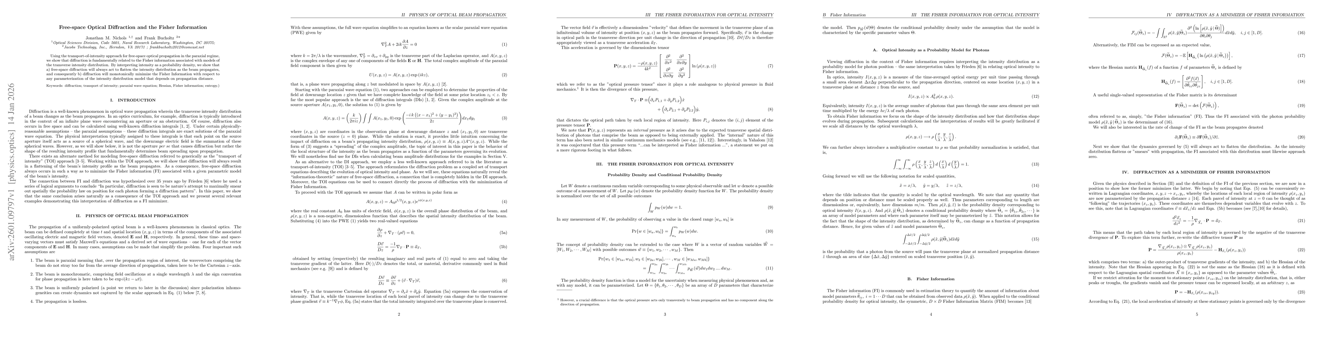 Thumbnail for Free-space Optical Diffraction and the Fisher Information