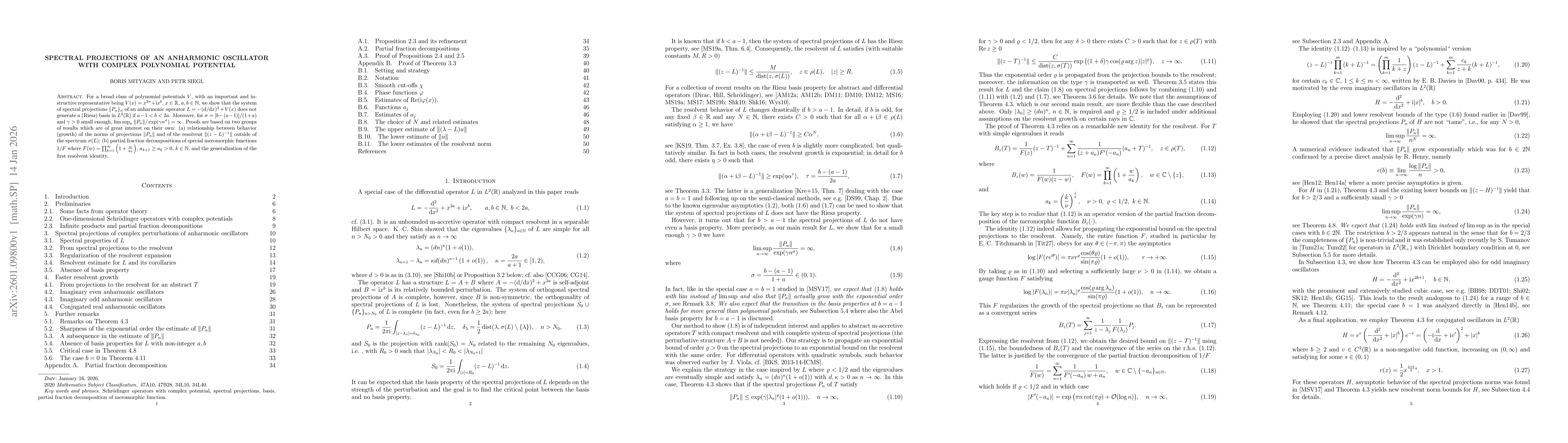 Thumbnail for Spectral projections of an anharmonic oscillator with complex polynomial potential