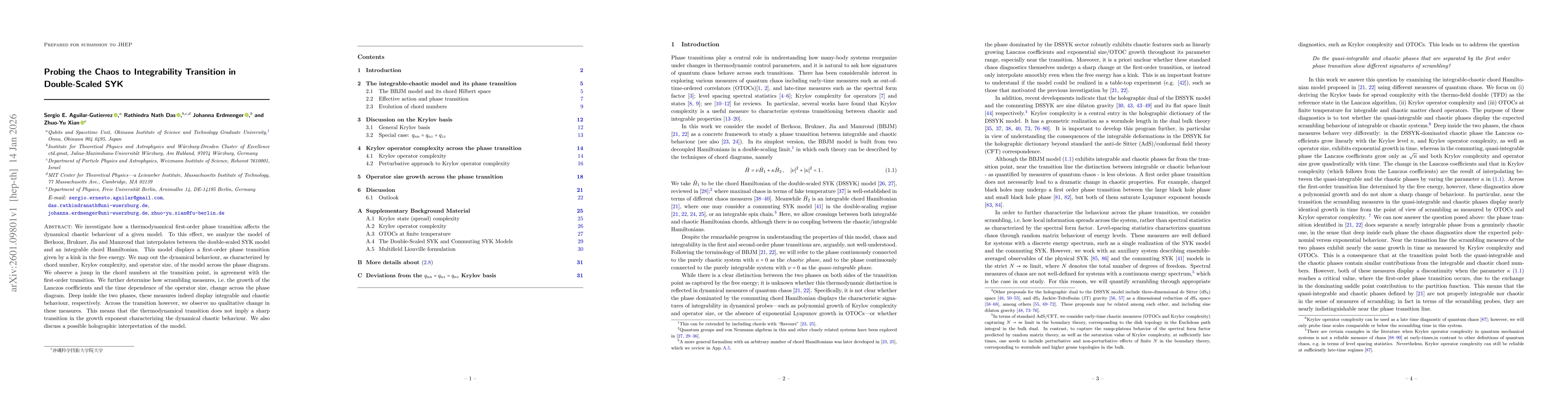 Thumbnail for Probing the Chaos to Integrability Transition in Double-Scaled SYK