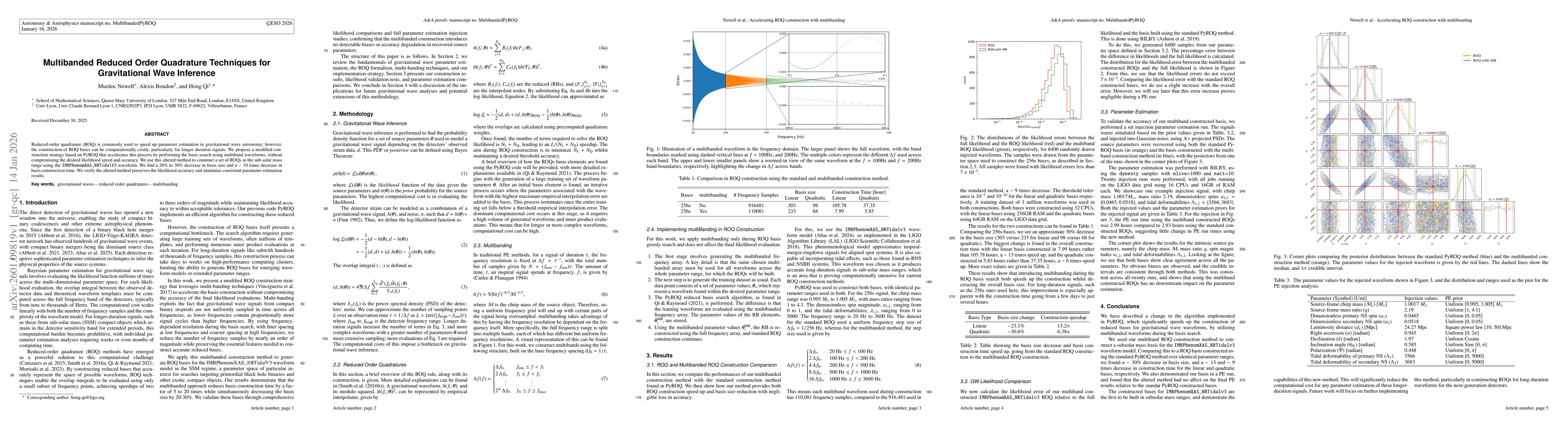 Thumbnail for Multibanded Reduced Order Quadrature Techniques for Gravitational Wave Inference