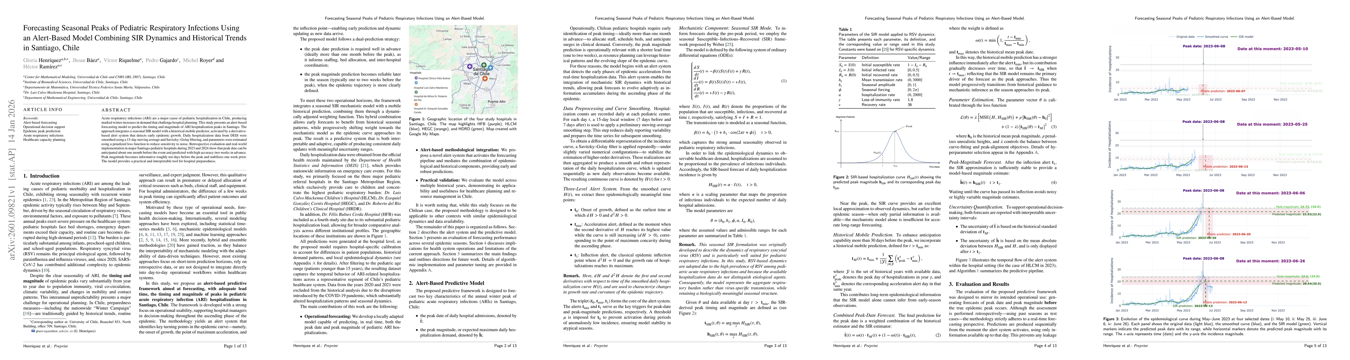 Thumbnail for Forecasting Seasonal Peaks of Pediatric Respiratory Infections Using an Alert-Based Model Combining SIR Dynamics and Historical Trends in Santiago, Chile