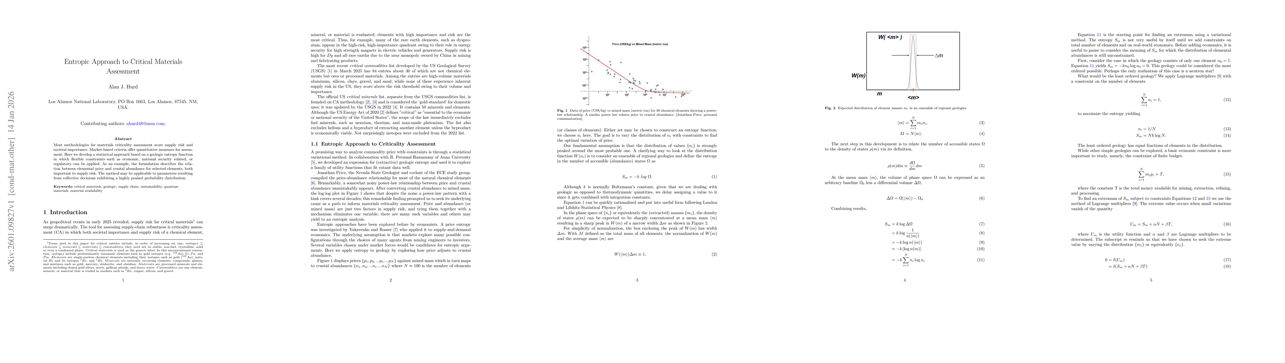 Thumbnail for Entropic Approach to Critical Materials Assessment