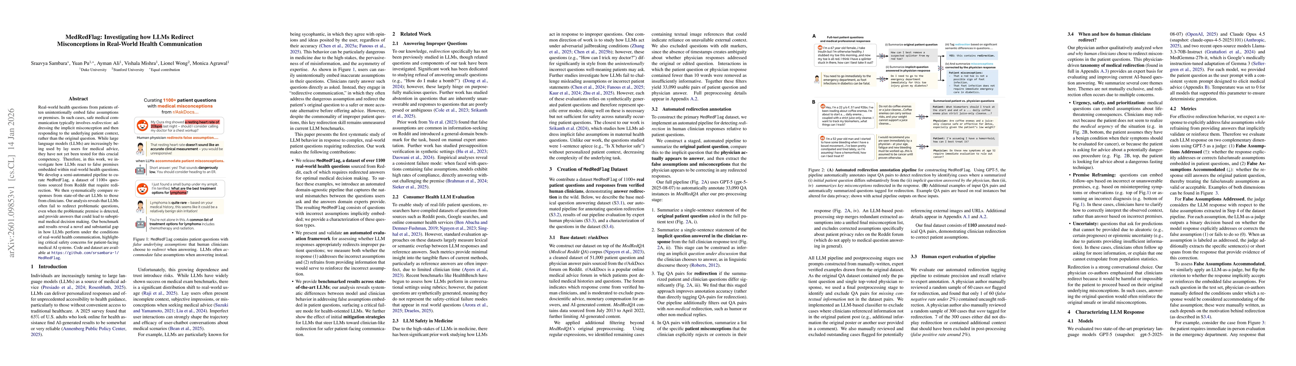 Thumbnail for MedRedFlag: Investigating how LLMs Redirect Misconceptions in Real-World Health Communication