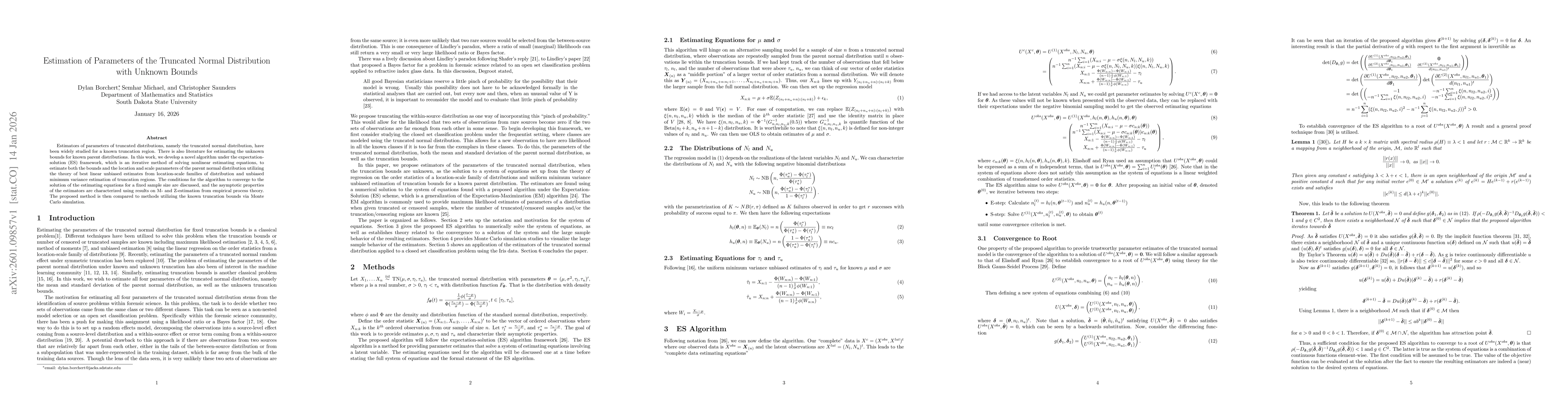 Thumbnail for Estimation of Parameters of the Truncated Normal Distribution with Unknown Bounds