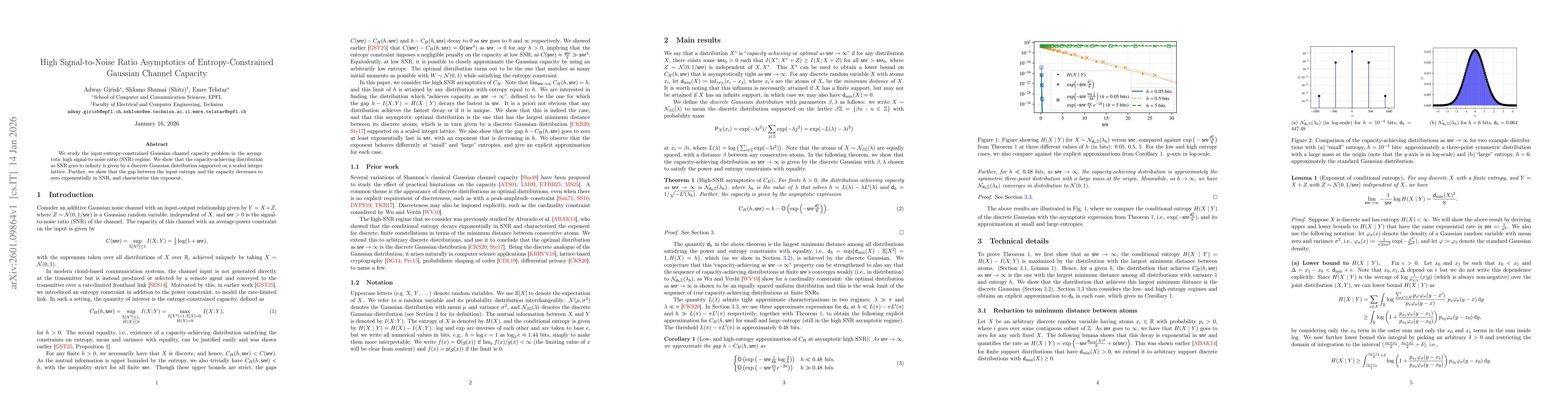 Thumbnail for High signal-to-noise ratio asymptotics of entropy-constrained Gaussian channel capacity