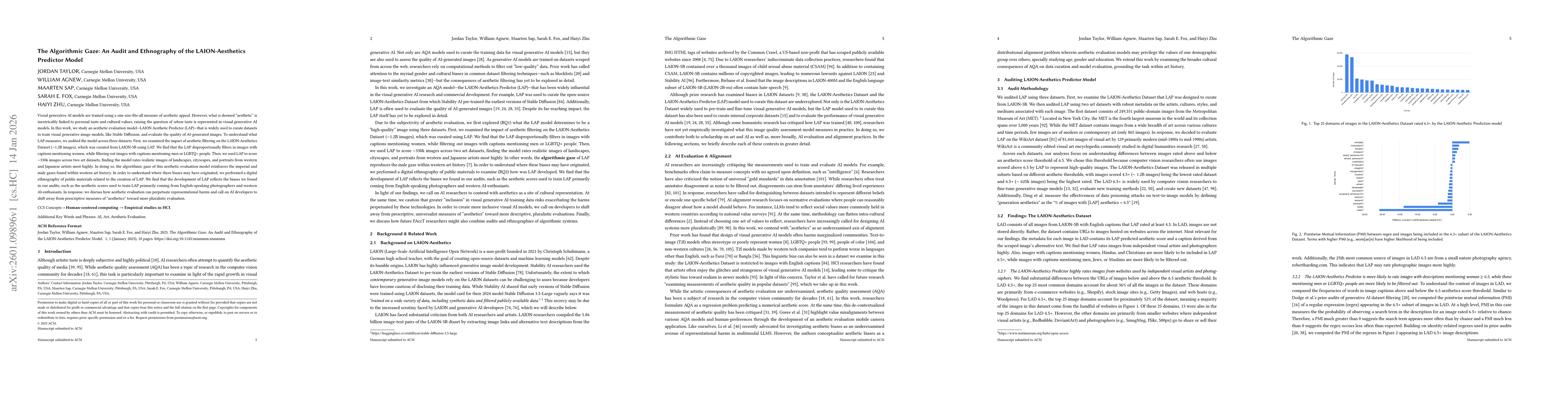 Thumbnail for The Algorithmic Gaze: An Audit and Ethnography of the LAION-Aesthetics Predictor Model