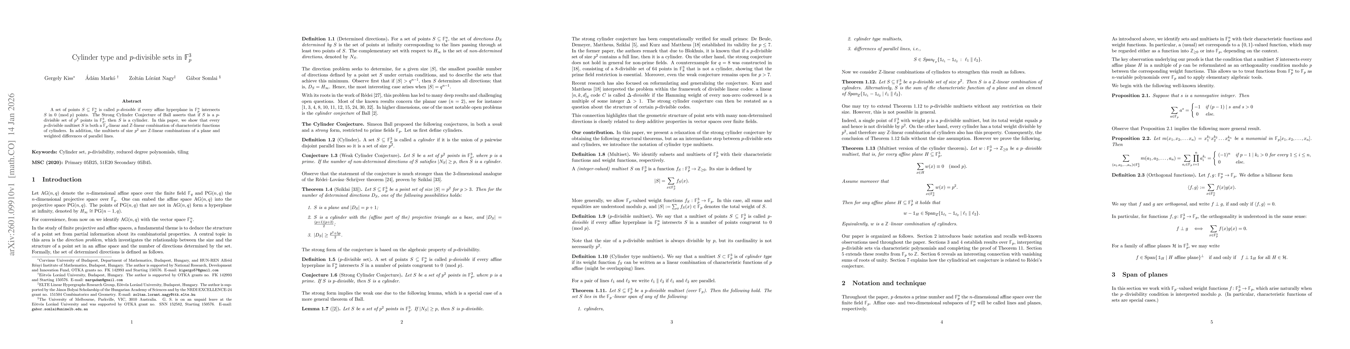 Thumbnail for Cylinder type and $p$-divisible sets in $\mathbb{F}_p^3$
