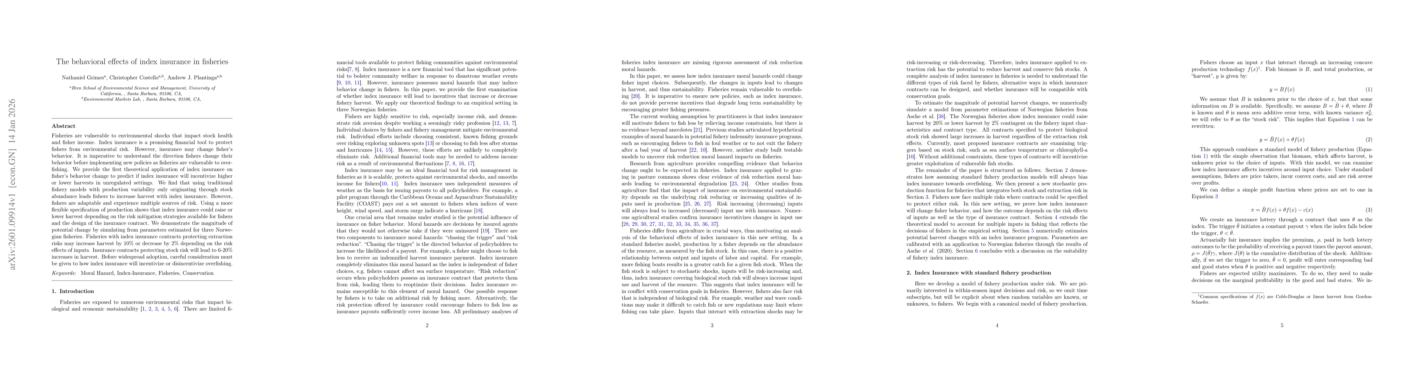 Thumbnail for The behavioral effects of index insurance in fisheries