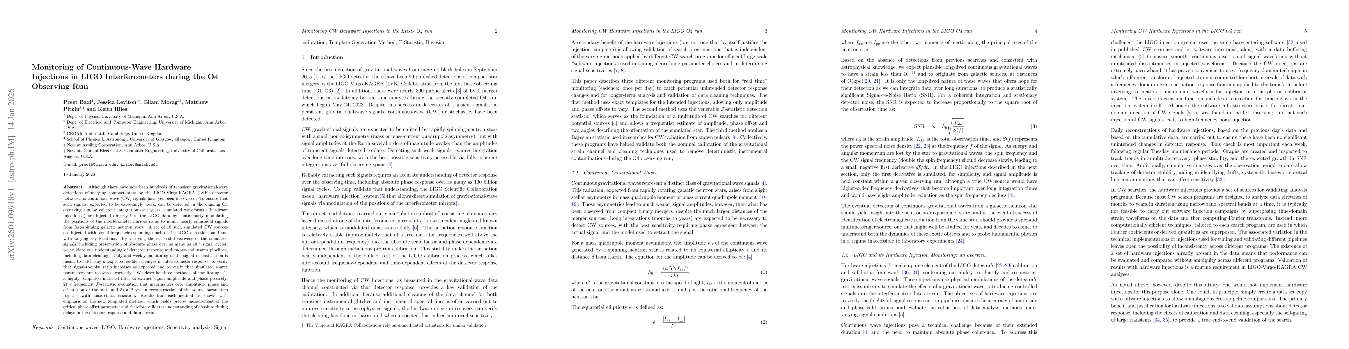 Thumbnail for Monitoring of Continuous-Wave Hardware Injections in LIGO Interferometers during the O4 Observing Run