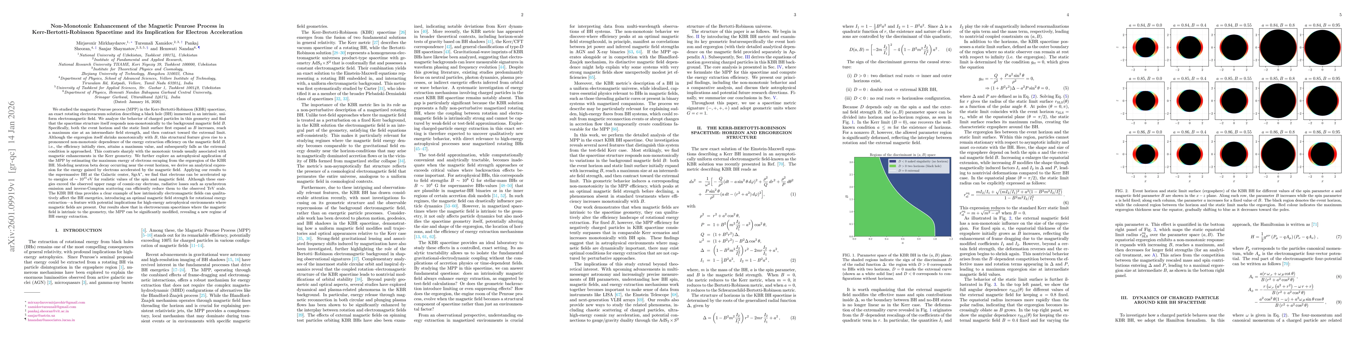 Thumbnail for Non-Monotonic Enhancement of the Magnetic Penrose Process in Kerr-Bertotti-Robinson Spacetime and its Implication for Electron Acceleration
