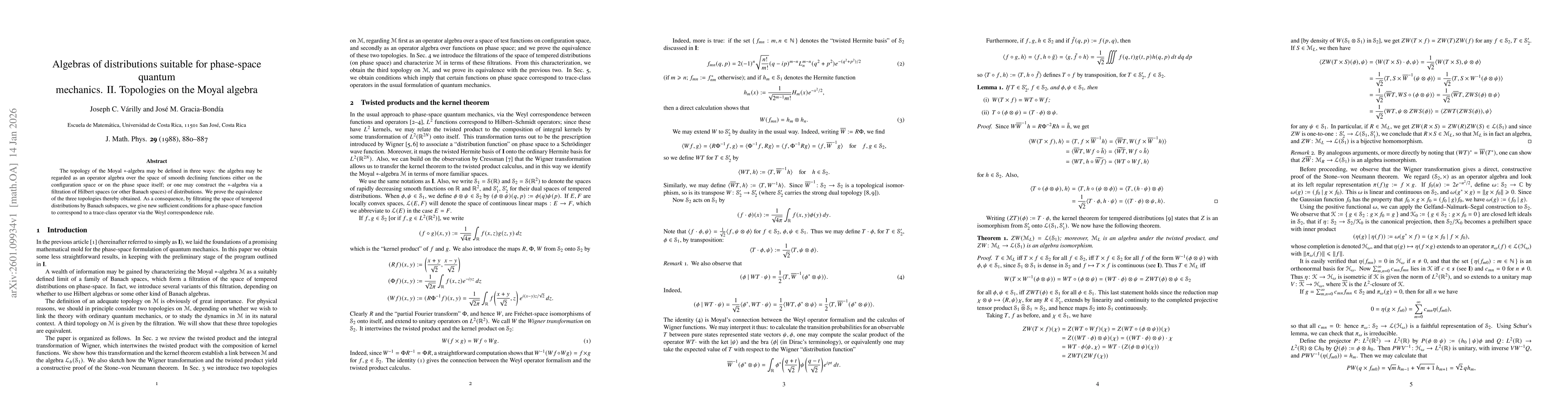 Thumbnail for Algebras of distributions suitable for phase-space quantum mechanics. II. Topologies on the Moyal algebra