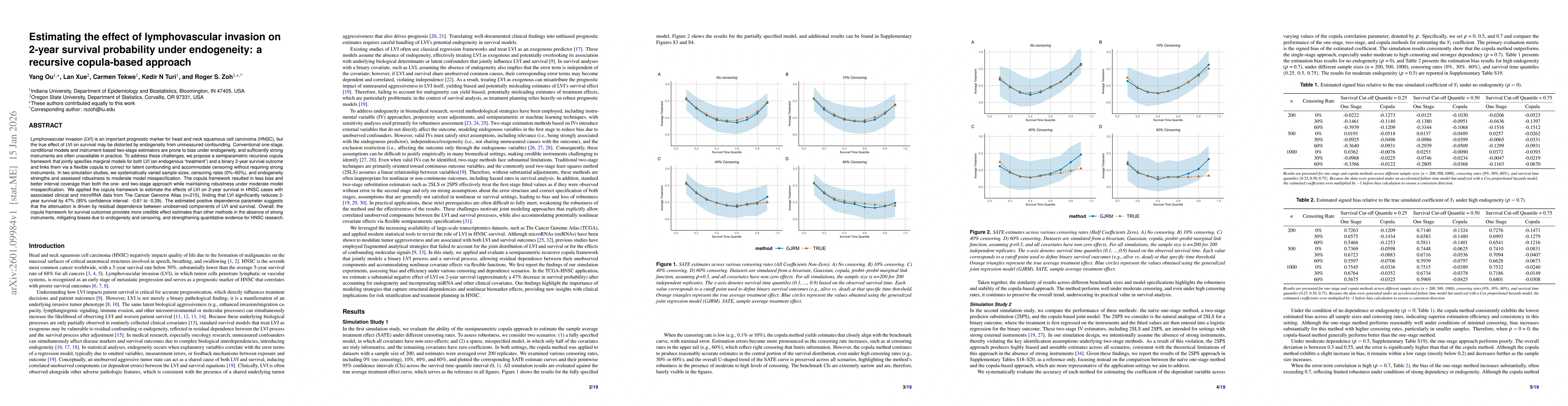 Thumbnail for Estimating the effect of lymphovascular invasion on 2-year survival probability under endogeneity: a recursive copula-based approach