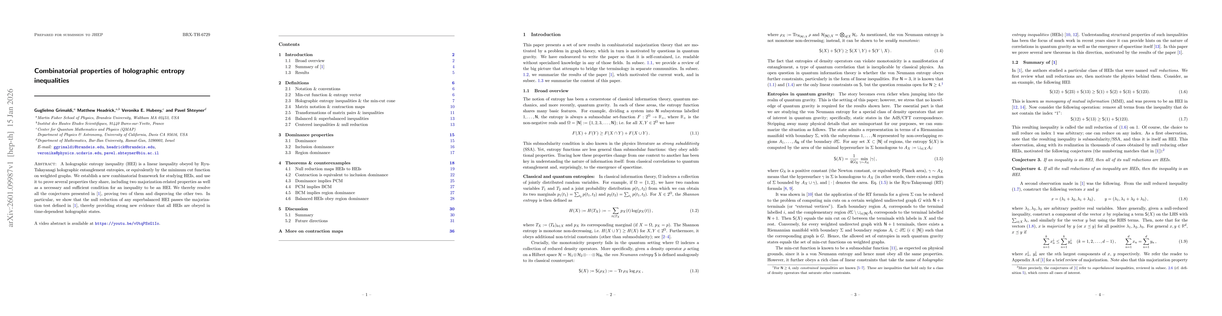 Thumbnail for Combinatorial properties of holographic entropy inequalities
