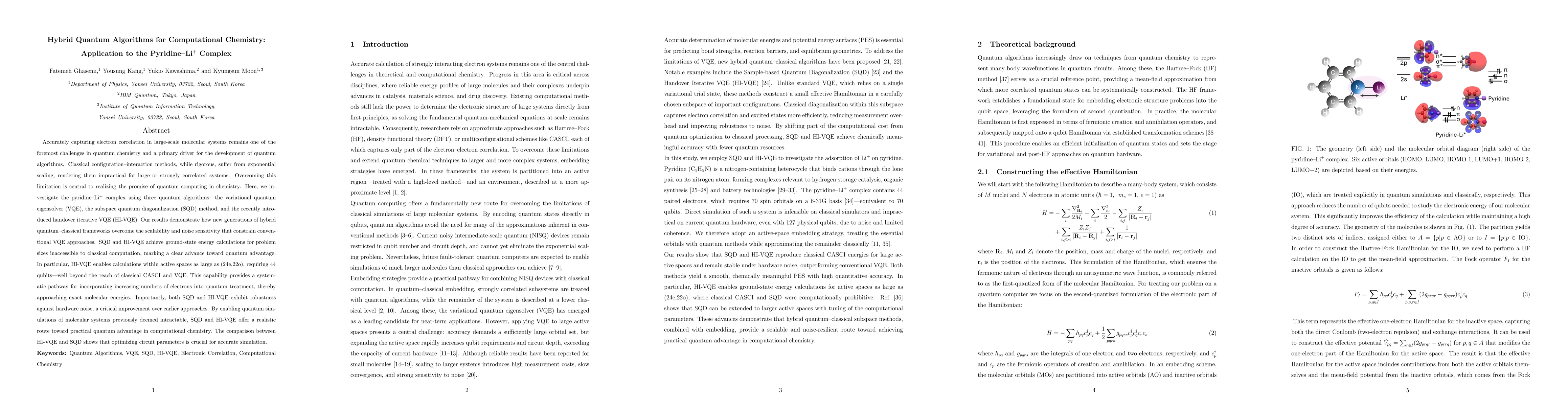 Thumbnail for Hybrid Quantum Algorithms for Computational Chemistry: Application to the Pyridine-Li ion Complex