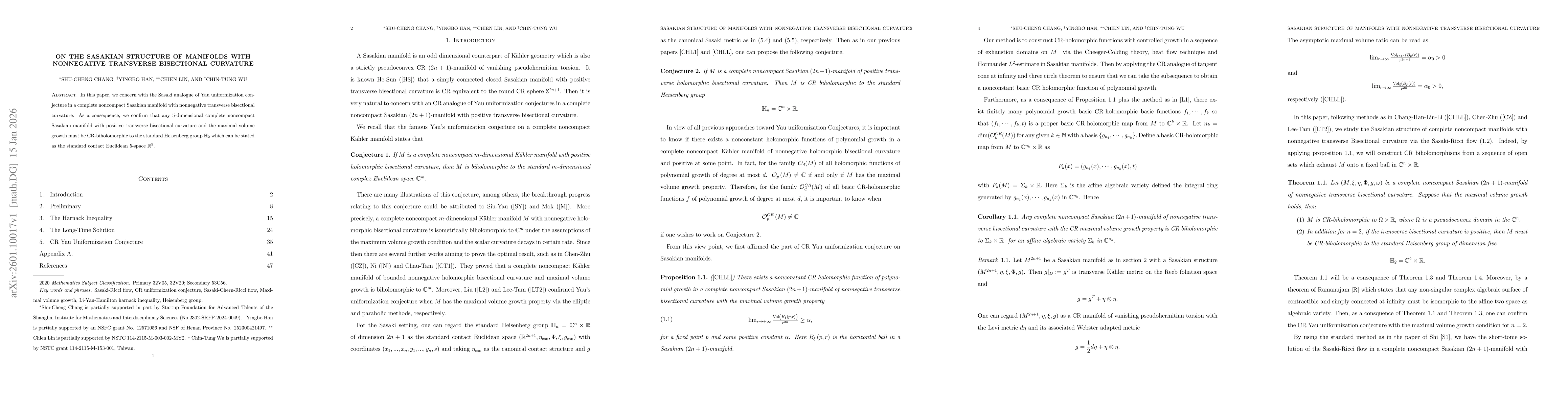 Thumbnail for On the Sasakian Structure of Manifolds with Nonnegative Transverse Bisectional Curvature