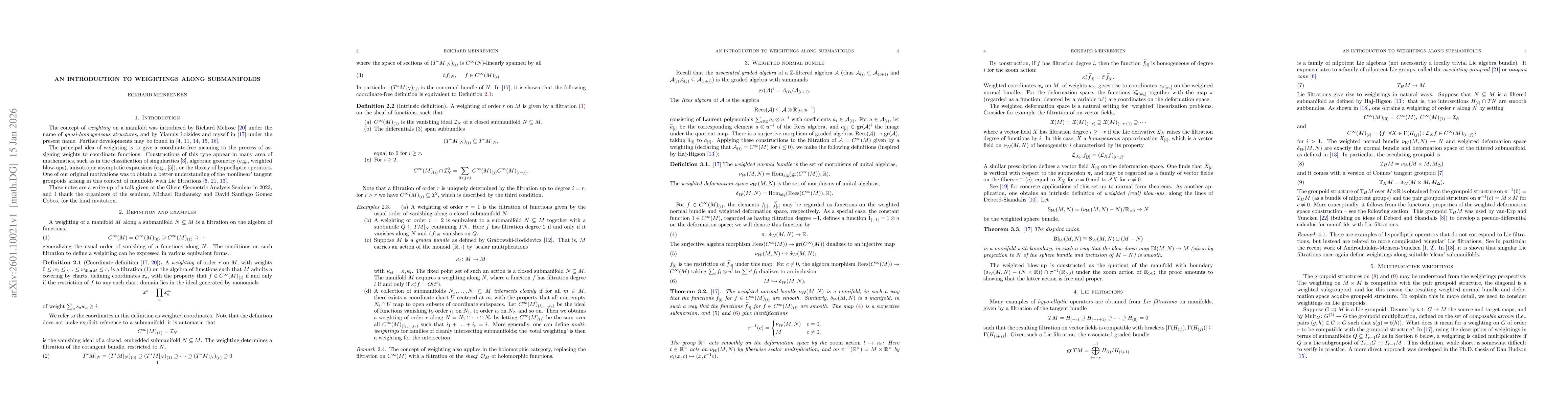 Thumbnail for An introduction to weightings along submanifolds