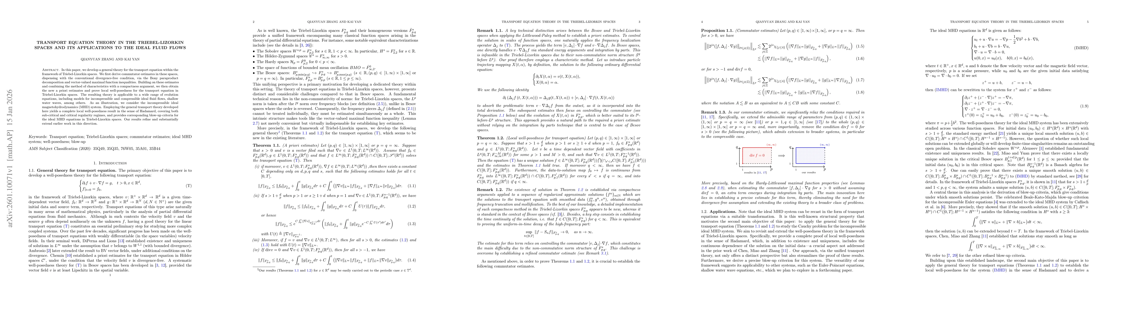 Thumbnail for Transport equation theory in the Triebel-Lizorkin spaces and its applications to the ideal fluid flows
