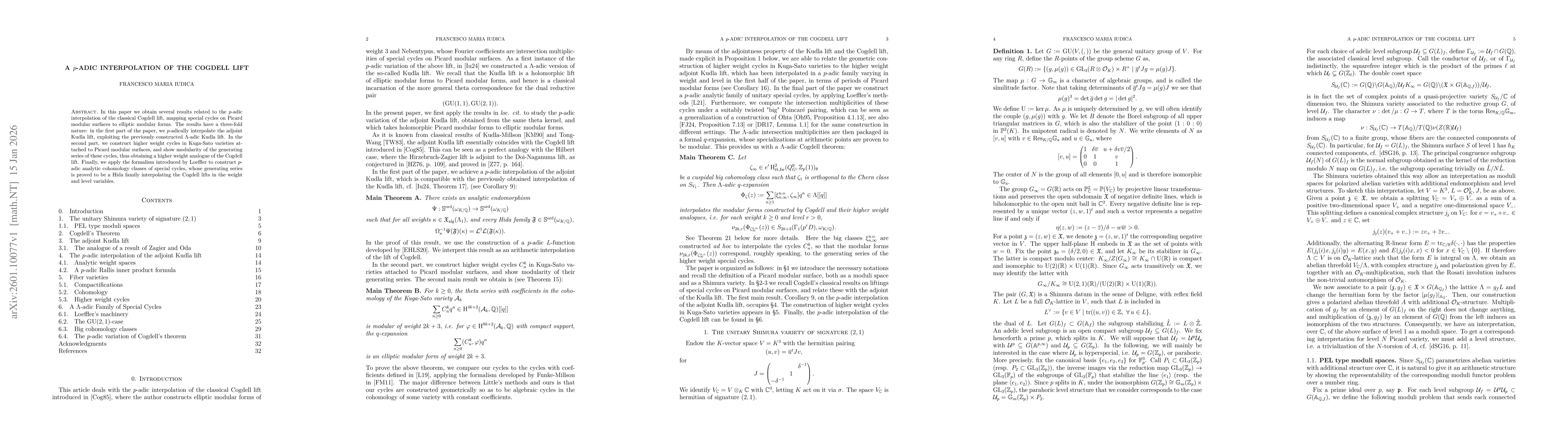 Thumbnail for A $p$-adic interpolation of the Cogdell lift