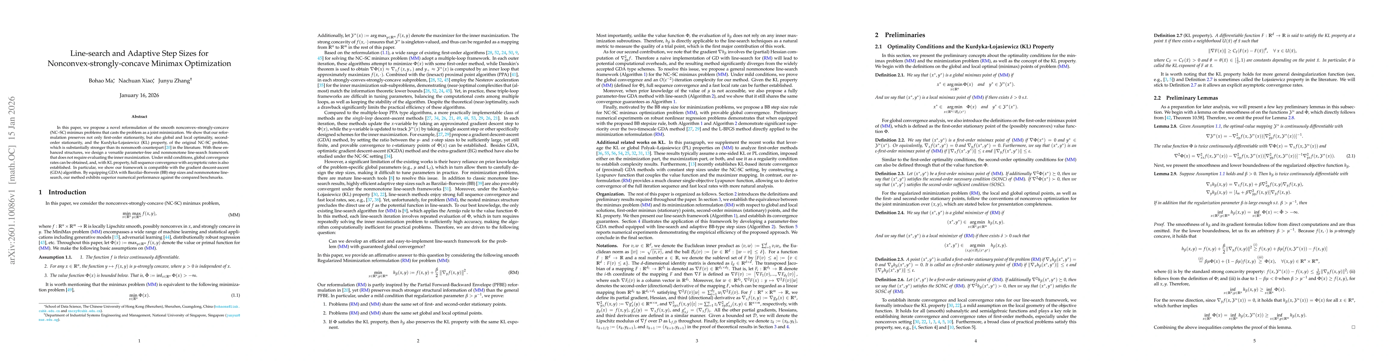 Thumbnail for Line-search and Adaptive Step Sizes for Nonconvex-strongly-concave Minimax Optimization