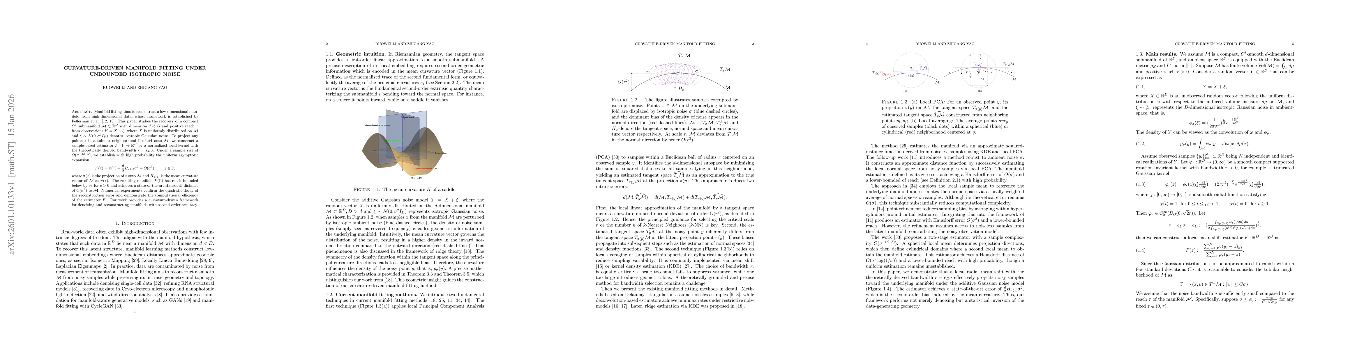 Thumbnail for Curvature-driven manifold fitting under unbounded isotropic noise