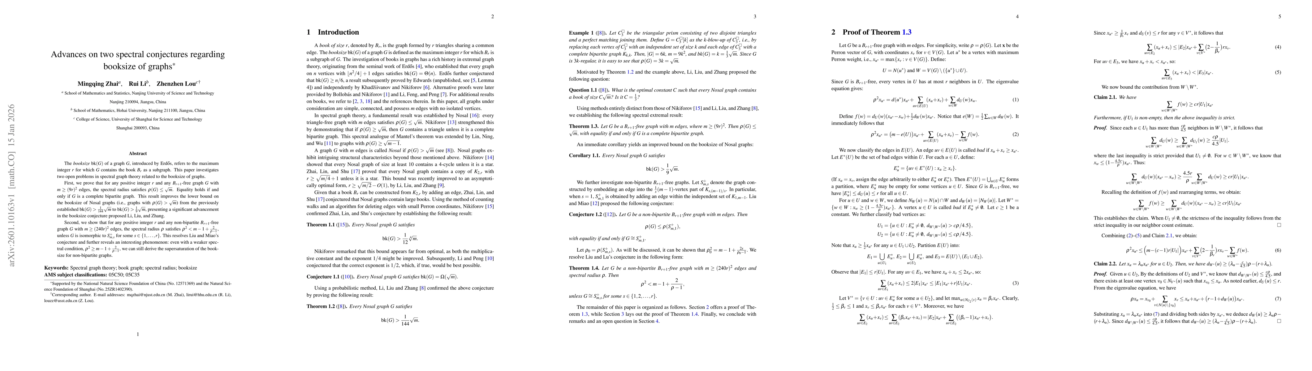 Thumbnail for Advances on two spectral conjectures regarding booksize of graphs