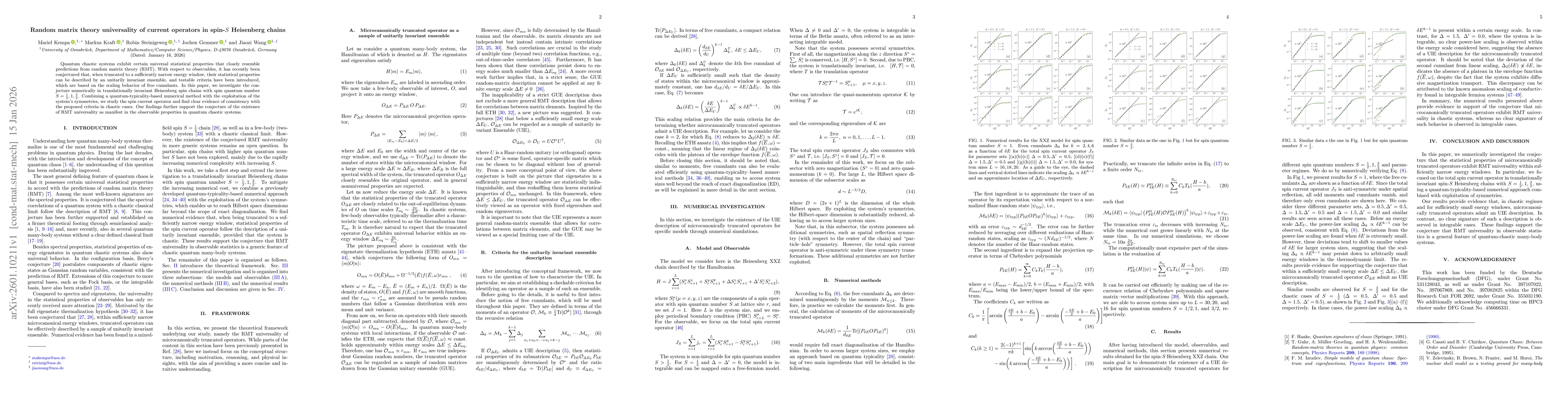 Thumbnail for Random matrix theory universality of current operators in spin-$S$ Heisenberg chains
