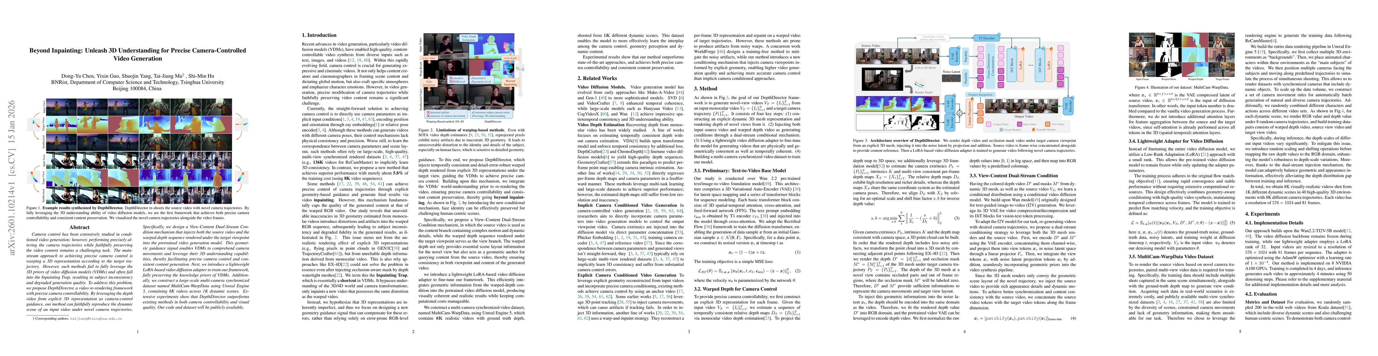 Thumbnail for Beyond Inpainting: Unleash 3D Understanding for Precise Camera-Controlled Video Generation