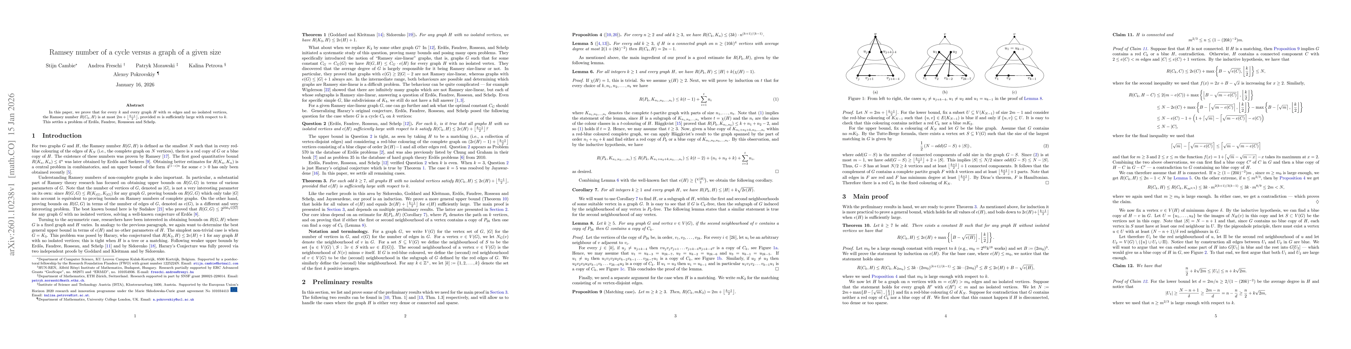 Thumbnail for Ramsey number of a cycle versus a graph of a given size