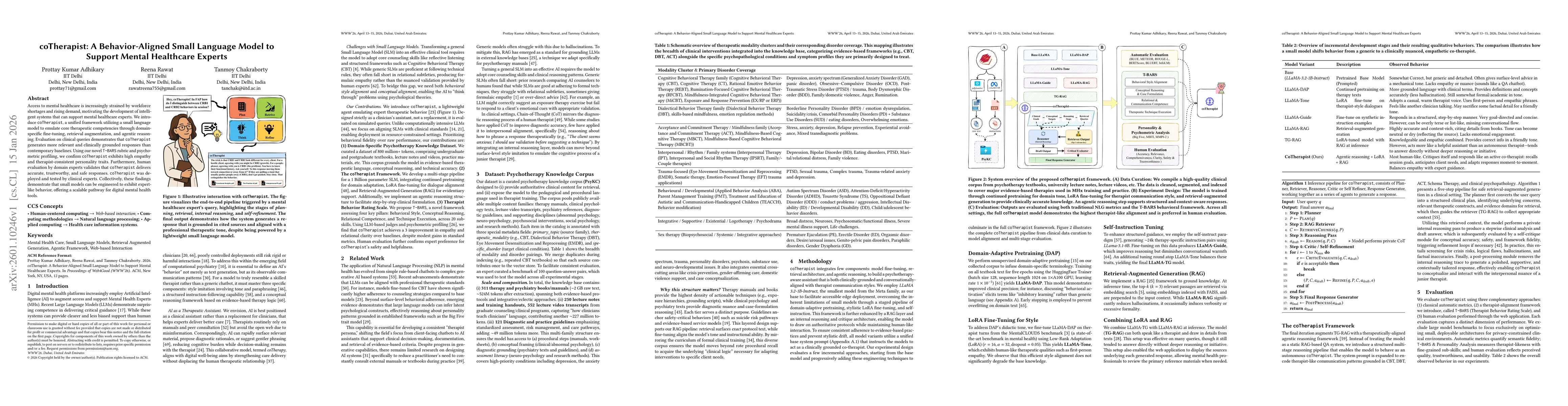 Thumbnail for coTherapist: A Behavior-Aligned Small Language Model to Support Mental Healthcare Experts