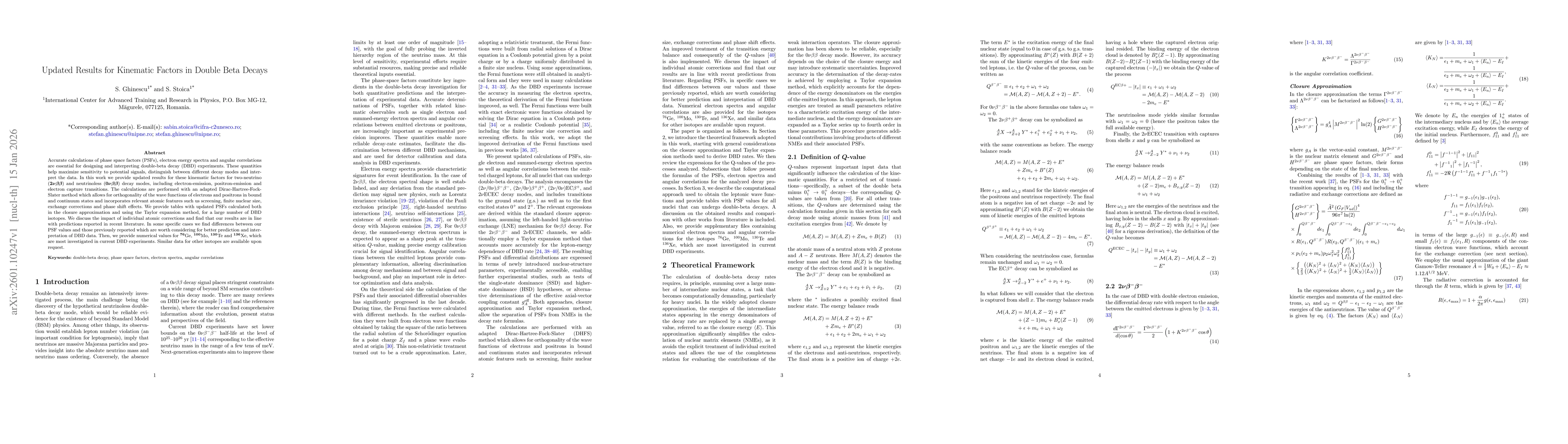 Thumbnail for Updated Results for Kinematic Factors in Double Beta Decays