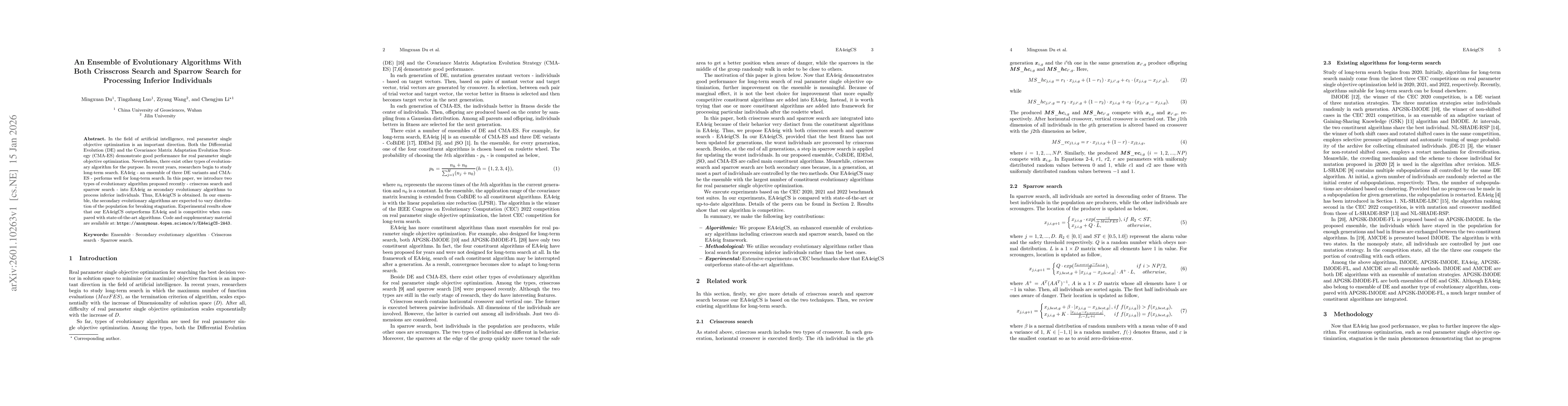 Thumbnail for An Ensemble of Evolutionary Algorithms With Both Crisscross Search and Sparrow Search for Processing Inferior Individuals