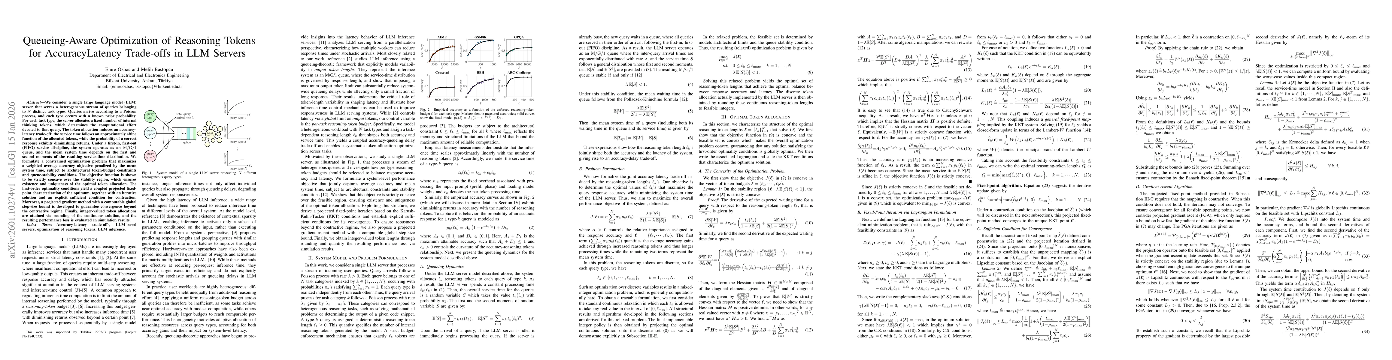 Thumbnail for Queueing-Aware Optimization of Reasoning Tokens for Accuracy-Latency Trade-offs in LLM Servers