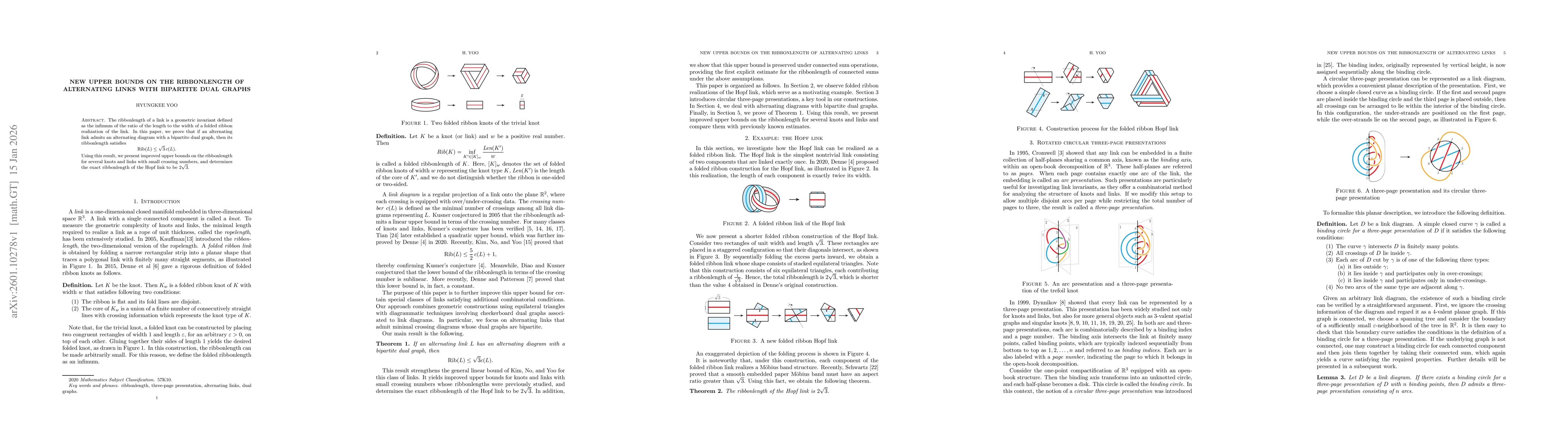 Thumbnail for New Upper Bounds on the Ribbonlength of Alternating Links with Bipartite Dual Graphs