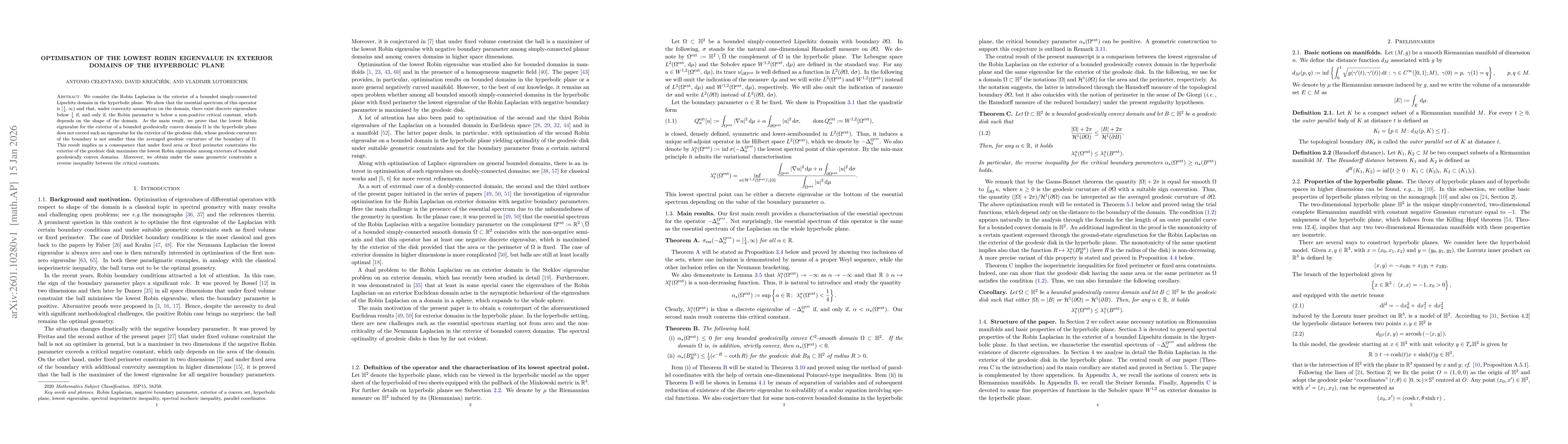 Thumbnail for Optimisation of the lowest Robin eigenvalue in exterior domains of the hyperbolic plane
