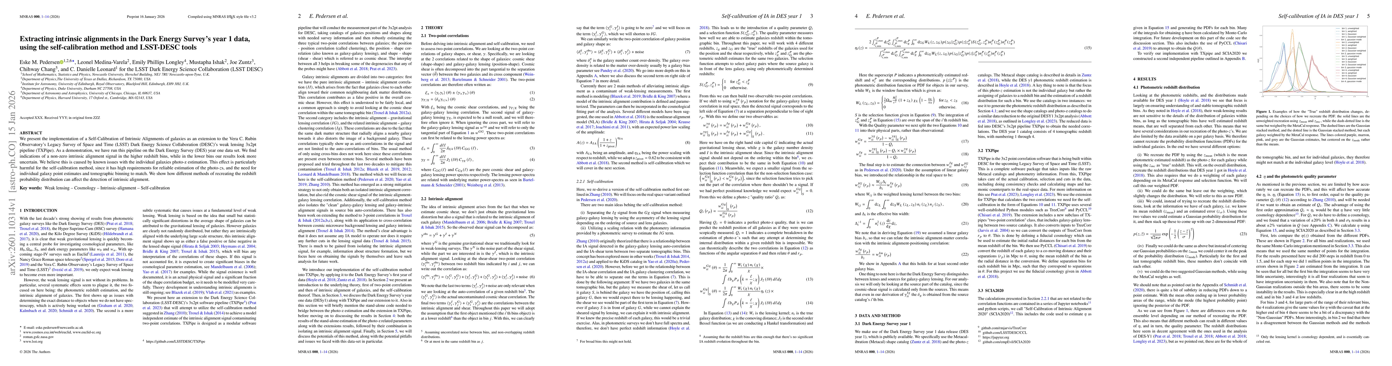Thumbnail for Extracting intrinsic alignments in the Dark Energy Survey's year 1 data, using the self-calibration method and LSST-DESC tools