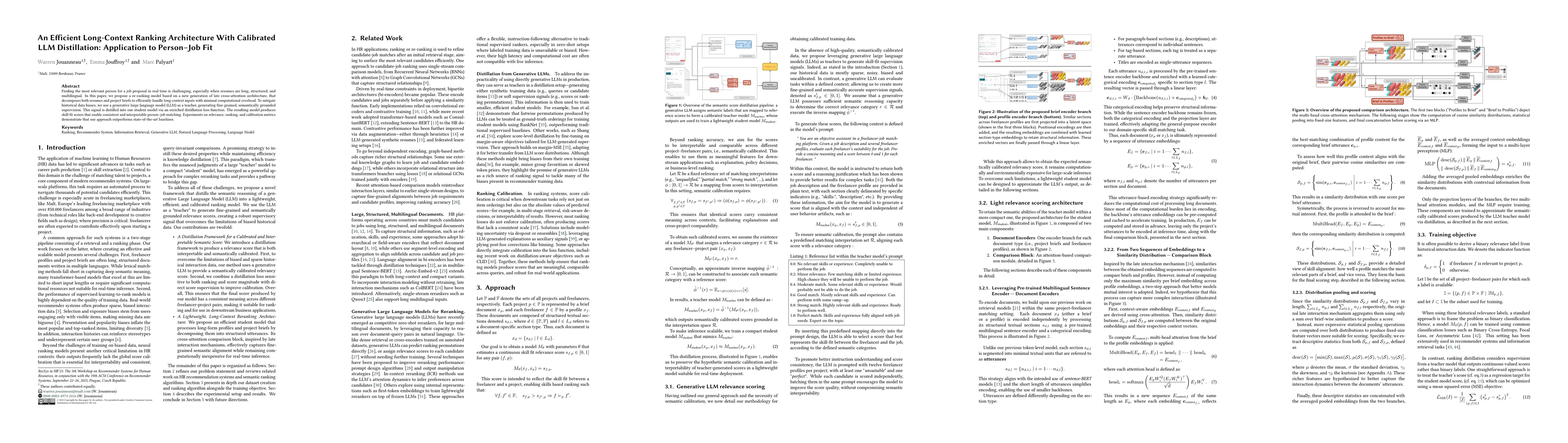 Thumbnail for An Efficient Long-Context Ranking Architecture With Calibrated LLM Distillation: Application to Person-Job Fit
