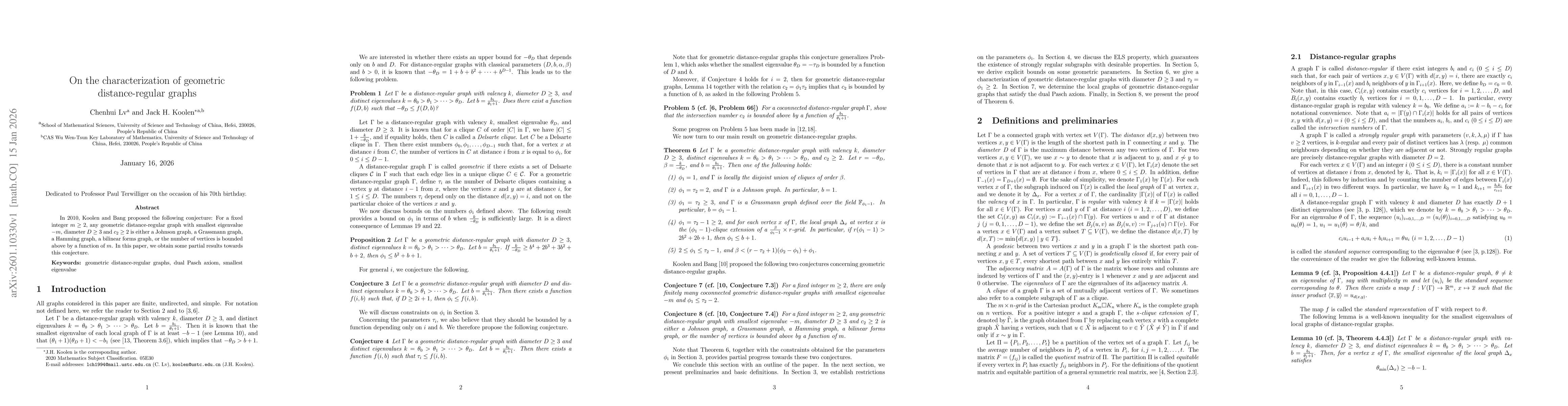 Thumbnail for On the characterization of geometric distance-regular graphs