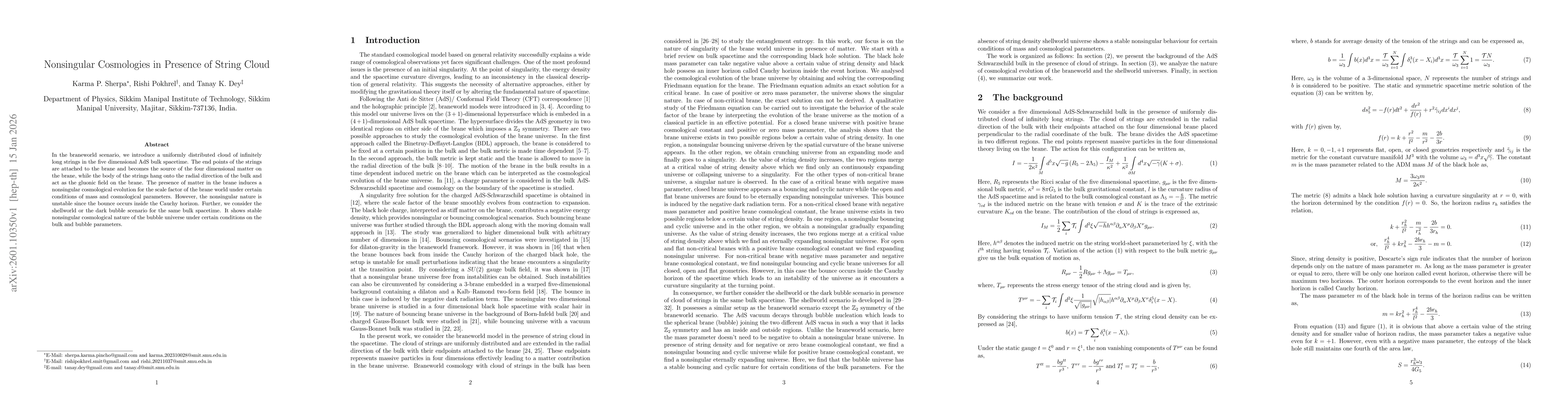 Thumbnail for Nonsingular Cosmologies in Presence of String Cloud
