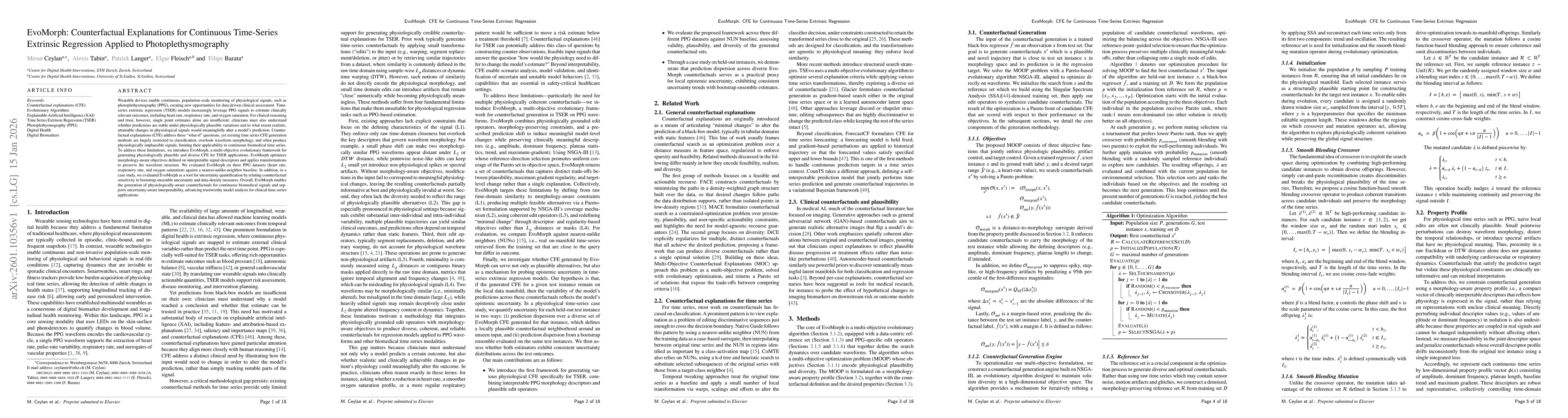 Thumbnail for EvoMorph: Counterfactual Explanations for Continuous Time-Series Extrinsic Regression Applied to Photoplethysmography