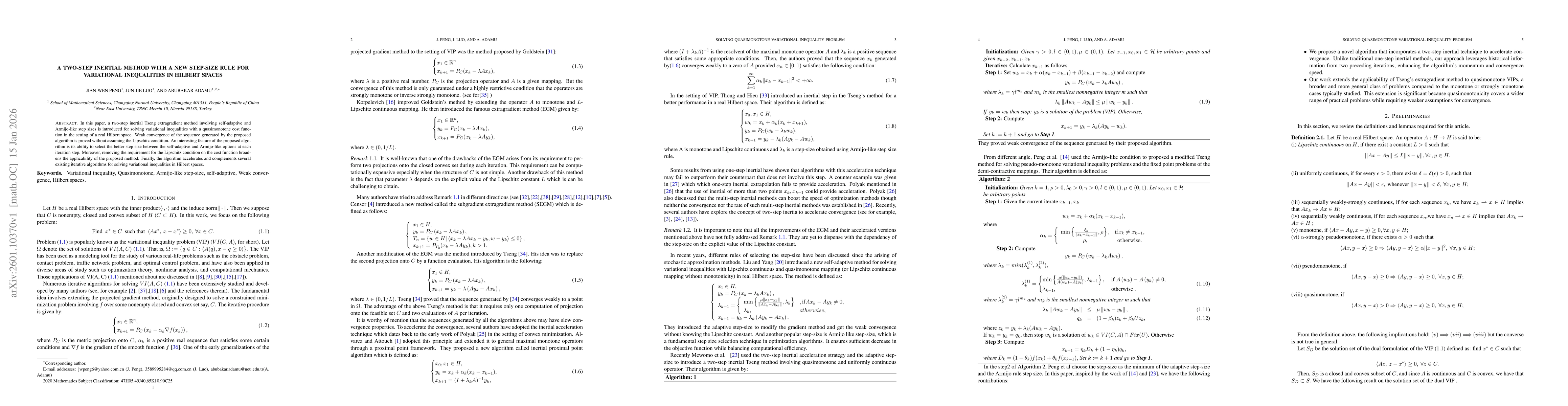 Thumbnail for A two-step inertial method with a new step-size rule for variational inequalities in hilbert spaces