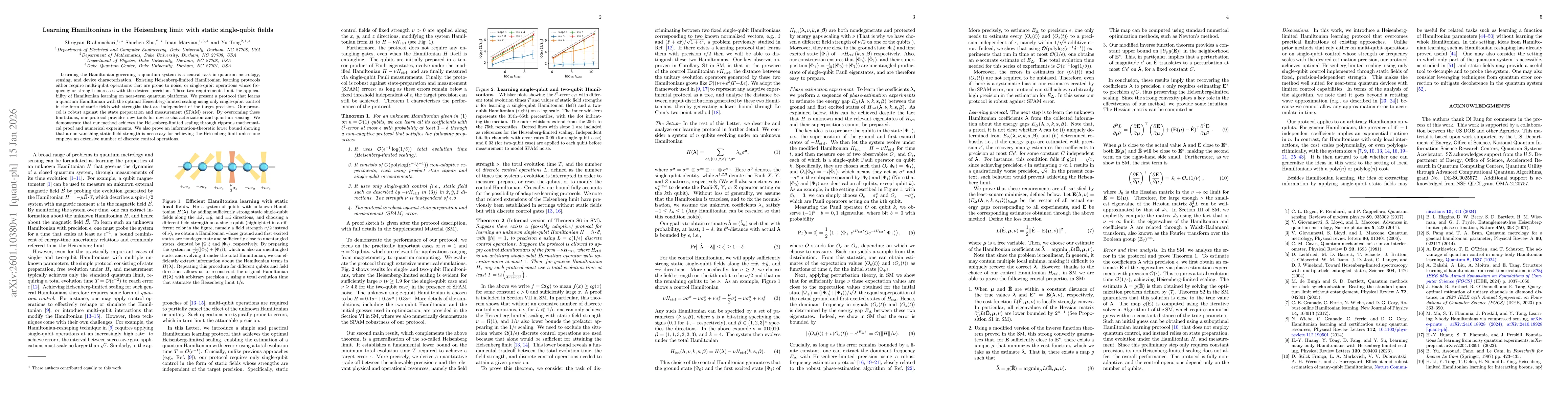 Thumbnail for Learning Hamiltonians in the Heisenberg limit with static single-qubit fields