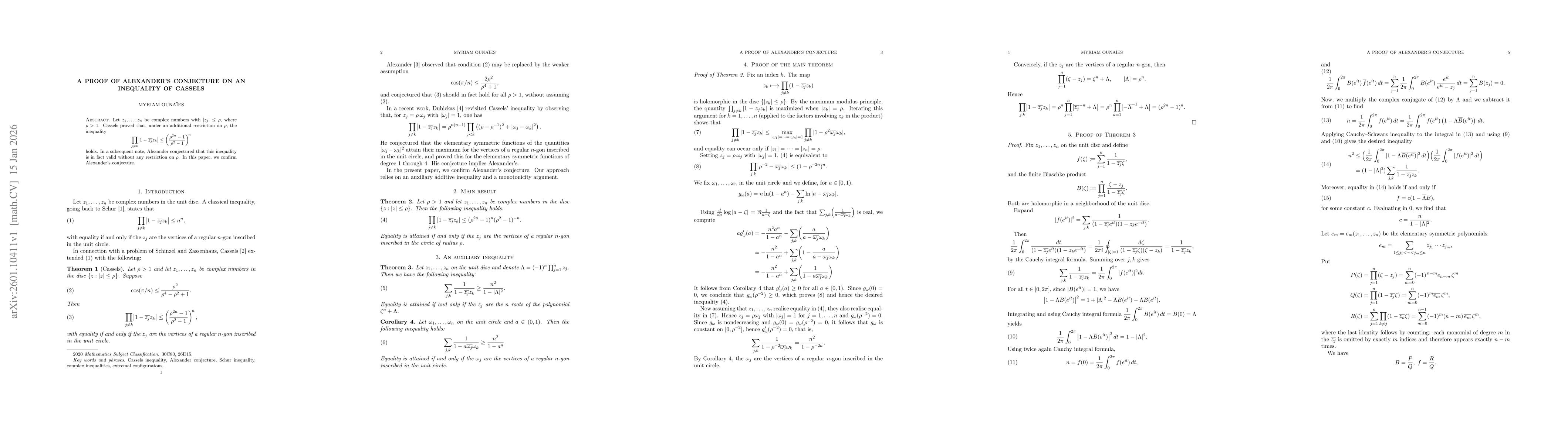 Thumbnail for A proof of Alexander's conjecture on an inequality of Cassels