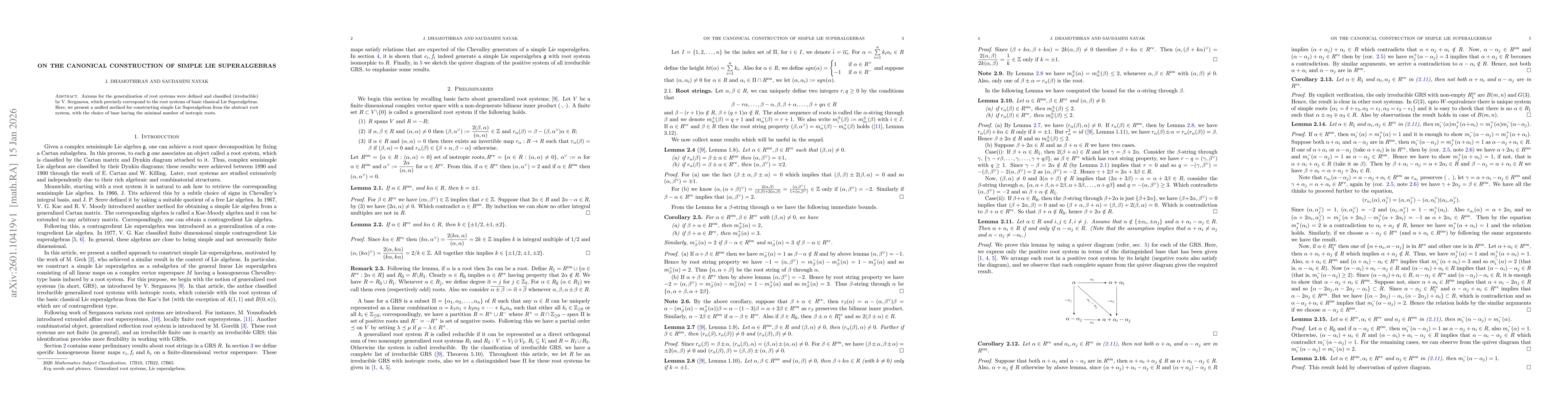 Thumbnail for On the Canonical Construction of Simple Lie Superalgebras