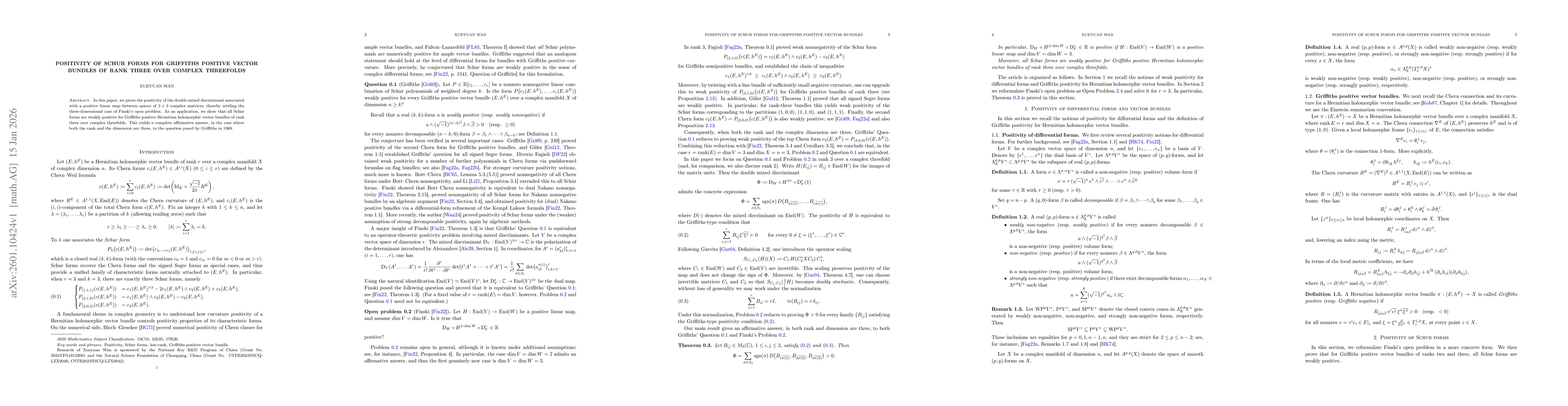 Thumbnail for Positivity of Schur forms for Griffiths positive vector bundles of rank three over complex threefolds