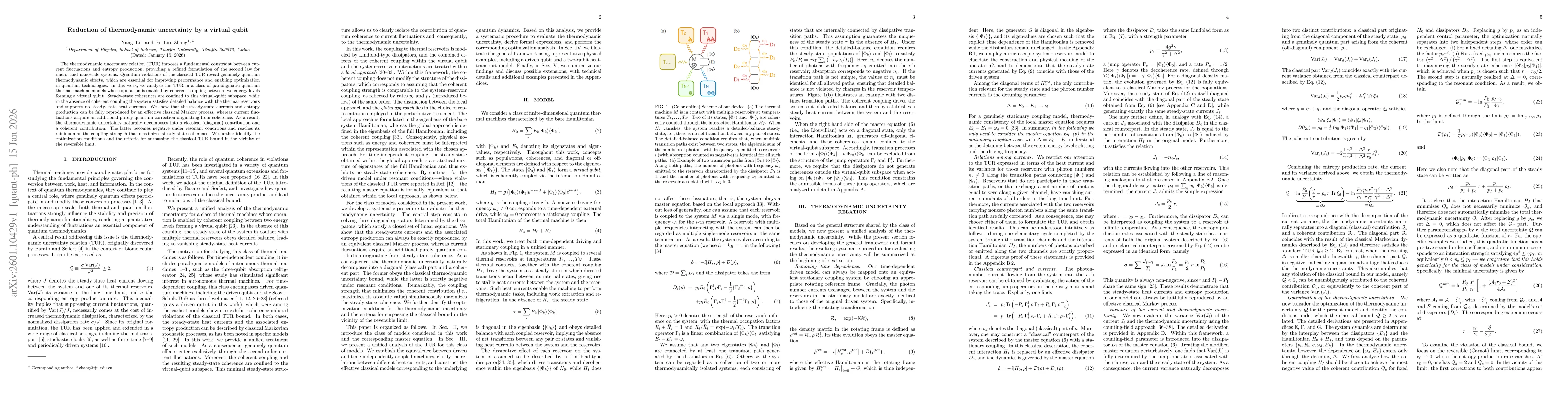 Thumbnail for Reduction of thermodynamic uncertainty by a virtual qubit