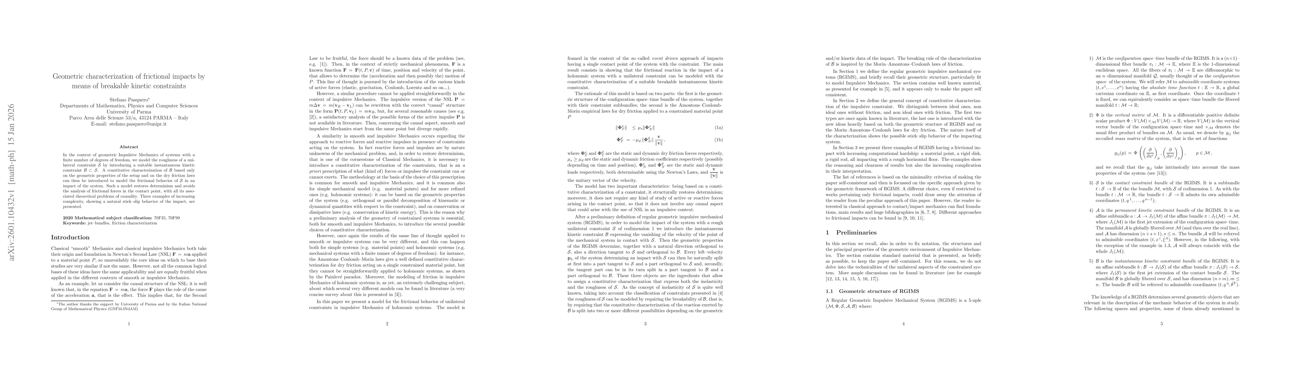 Thumbnail for Geometric characterization of frictional impacts by means of breakable kinetic constraints