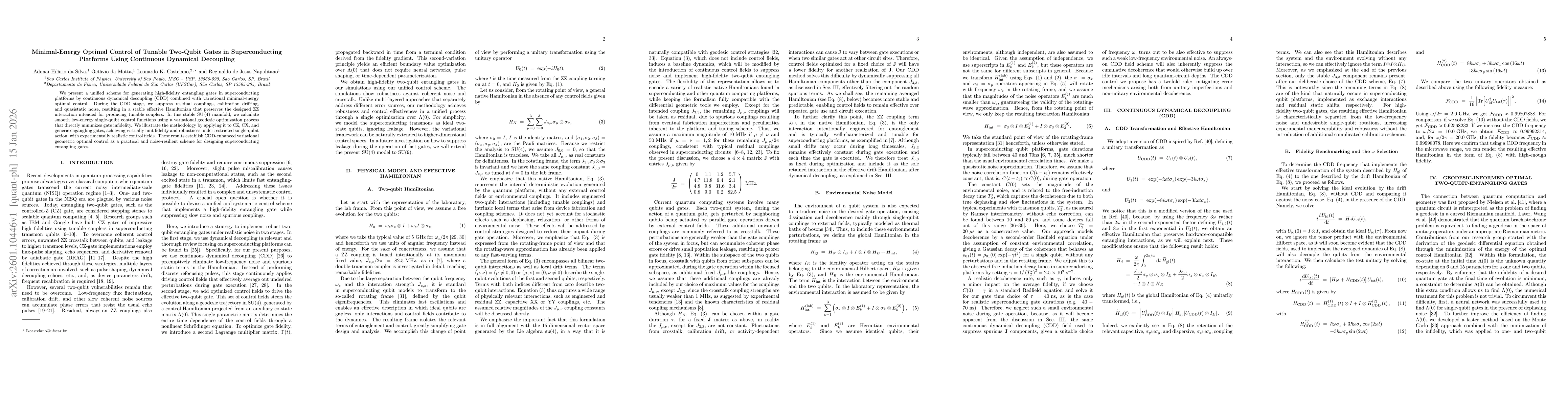 Thumbnail for Minimal-Energy Optimal Control of Tunable Two-Qubit Gates in Superconducting Platforms Using Continuous Dynamical Decoupling