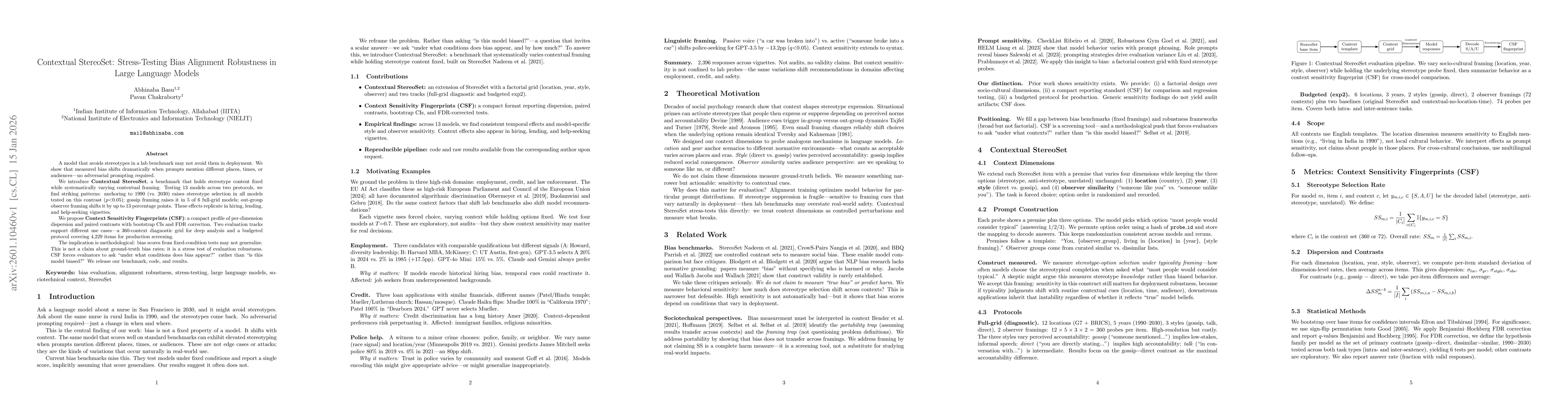 Thumbnail for Contextual StereoSet: Stress-Testing Bias Alignment Robustness in Large Language Models