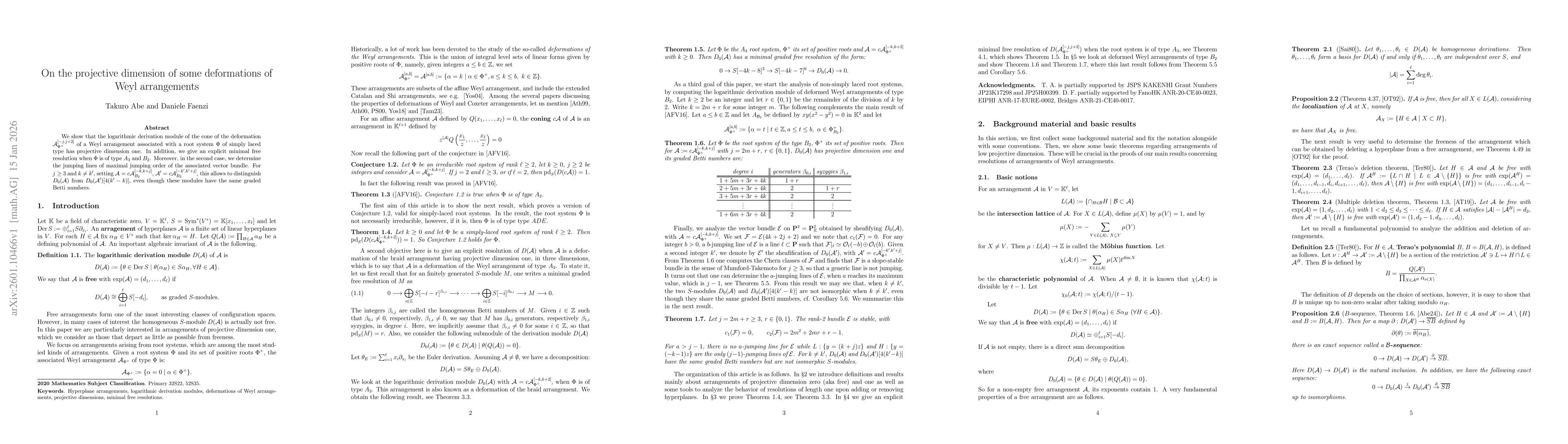 Thumbnail for On the projective dimension of some deformations of Weyl arrangements