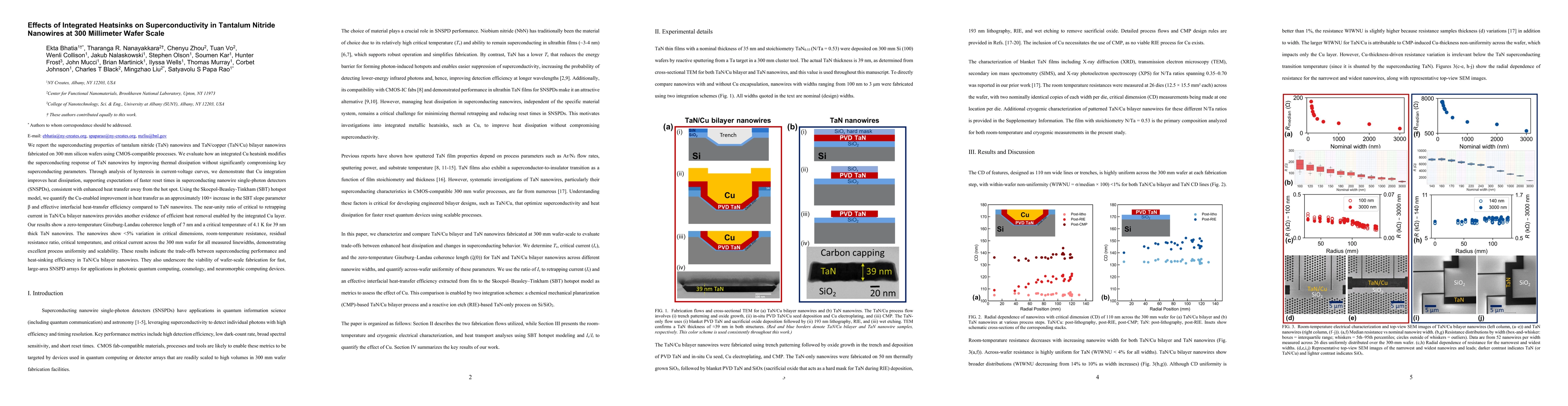 Thumbnail for Effects of Integrated Heatsinking on Superconductivity in Tantalum Nitride Nanowires at the 300 Millimeter Scale